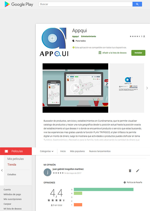 Aplicación mobil APPQUI. Buscador de productos, servicios y establecimientos en Cundinamarca, que te permite visualizar catalogo de productos y trazar una ruta geográfica desde tu posición actual hasta la posición exacta del establecimiento al que deseas ir o donde se encuentra el producto o servicio que estas buscando. Realizado por Juan Gabriel Mogollón Martínez - www.gabrielmogollon.com Aplicación mobil APPQUI. Buscador de productos, servicios y establecimientos en Cundinamarca, que te permite visualizar catalogo de productos y trazar una ruta geográfica desde tu posición actual hasta la posición exacta del establecimiento al que deseas ir o donde se encuentra el producto o servicio que estas buscando. Realizado por Juan Gabriel Mogollón Martínez - www.gabrielmogollon.com | Diseño y páginas web | Desarrollo de software | Hosting | Landing page | SEO